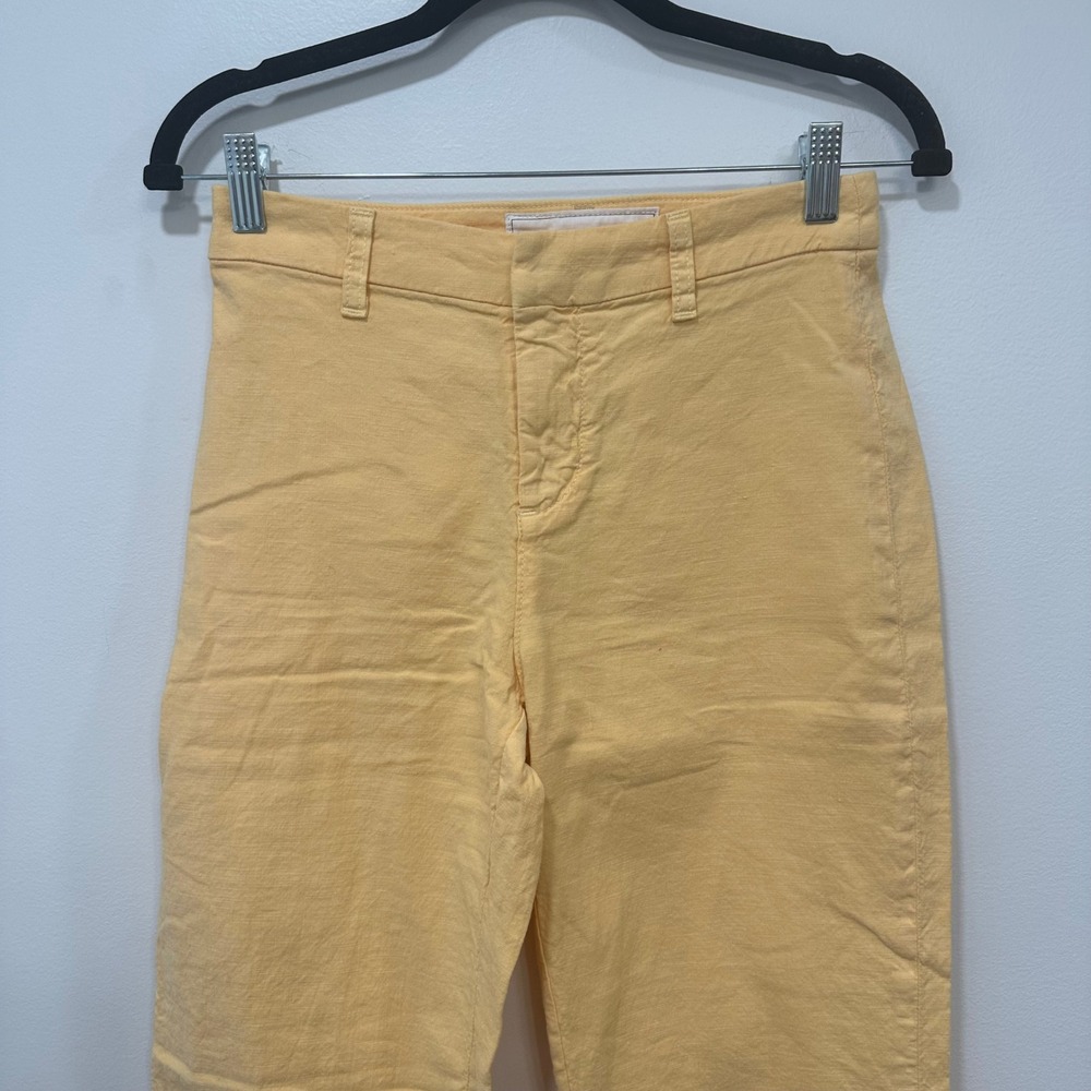 Frank & Eileen Womens Kinsale Performance Pant Sunshine Yellow Cotton Flax $298 - Picture 2 of 8